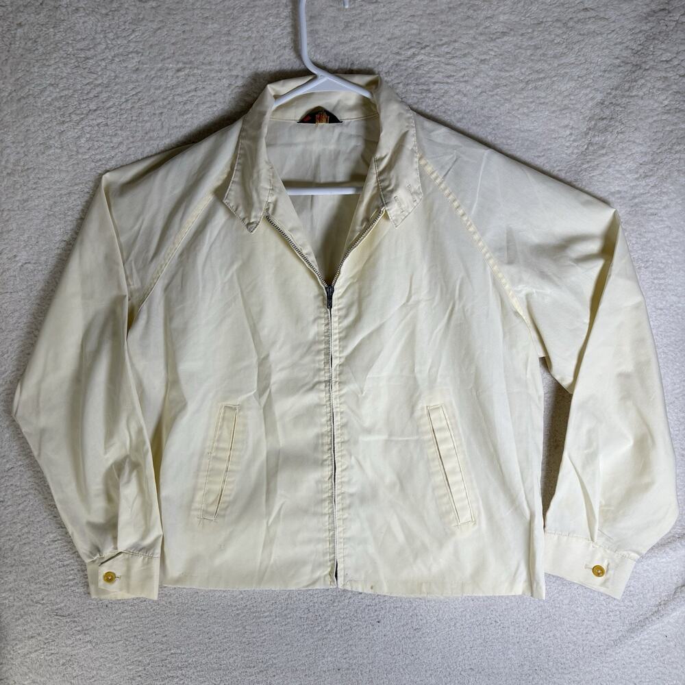 Vintage Cabot Bi Swing Deck Jacket Mens XL Ivory 60s 70s Work Bomber READ/STAINS